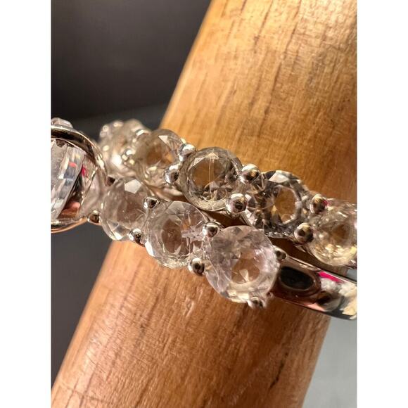 NEW White topaz stackable ring set in platinum over sterling silver size 5 - Picture 11 of 16